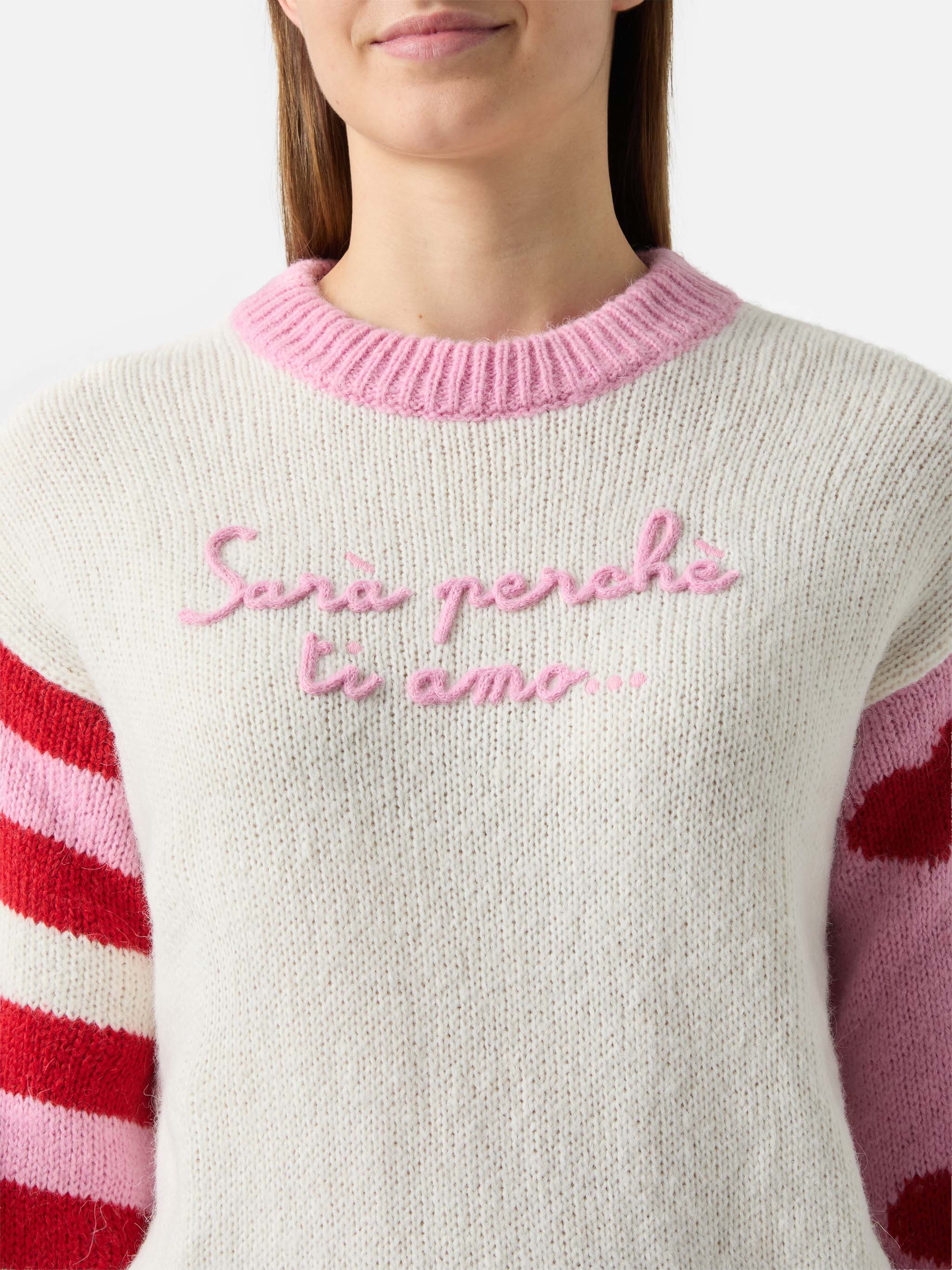 Maglione Danya in alpaca con ricamo Sarà perchè ti amo - Image 2