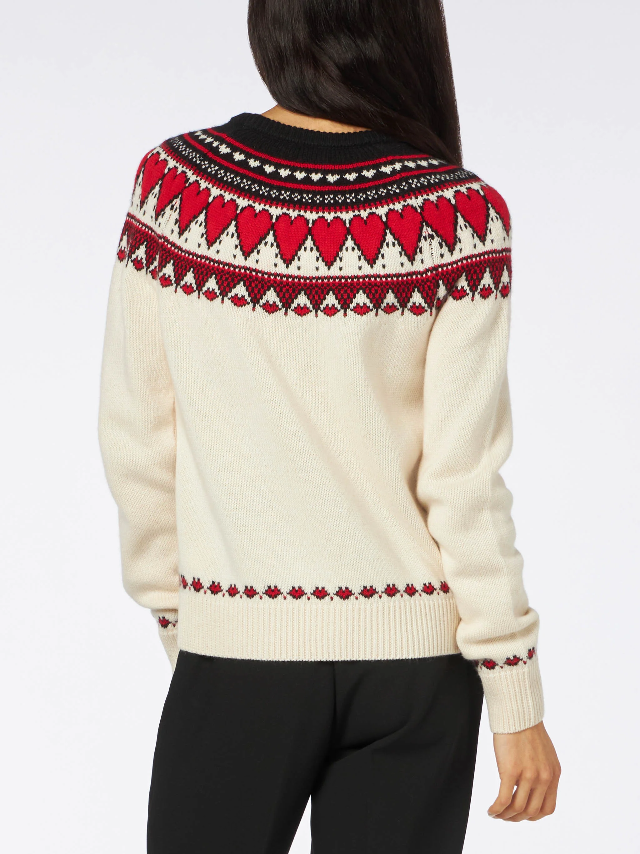 Maglia New Queen Nordic bianca con jacquard cuori - Image 3