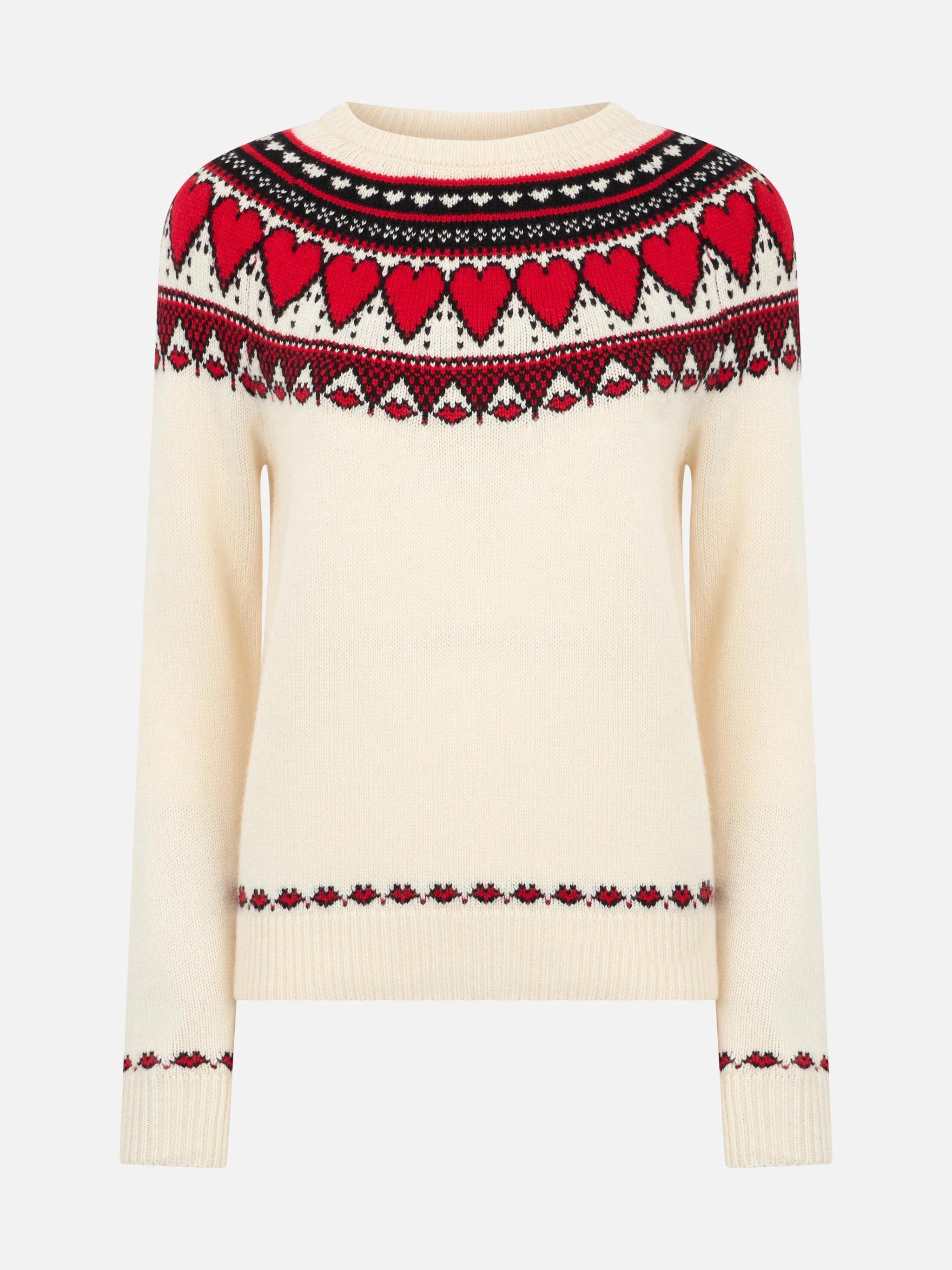Maglia New Queen Nordic bianca con jacquard cuori - Image 4