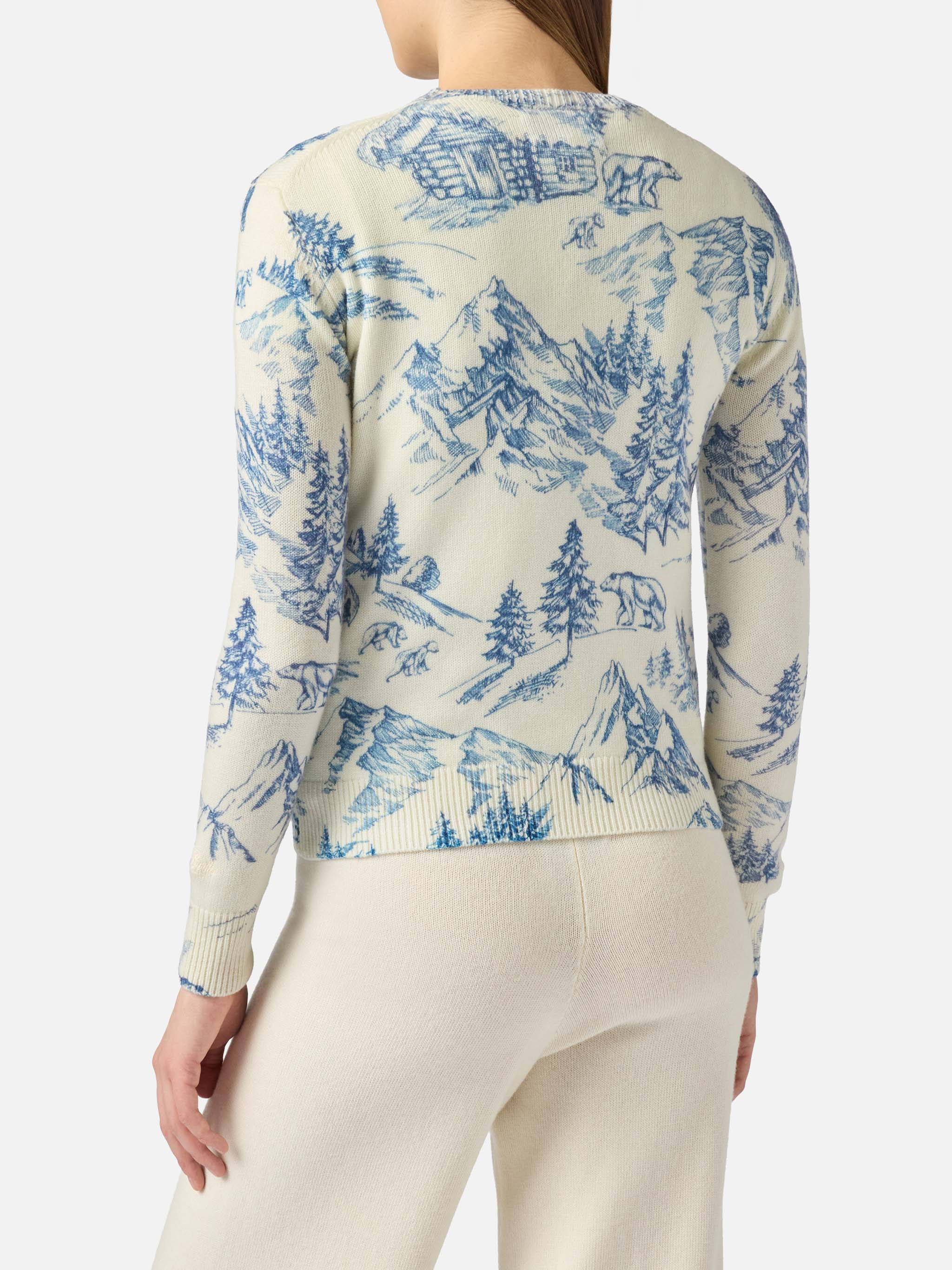 Maglia New Queen in jacquard stampa toile de jouy bianco - Image 3