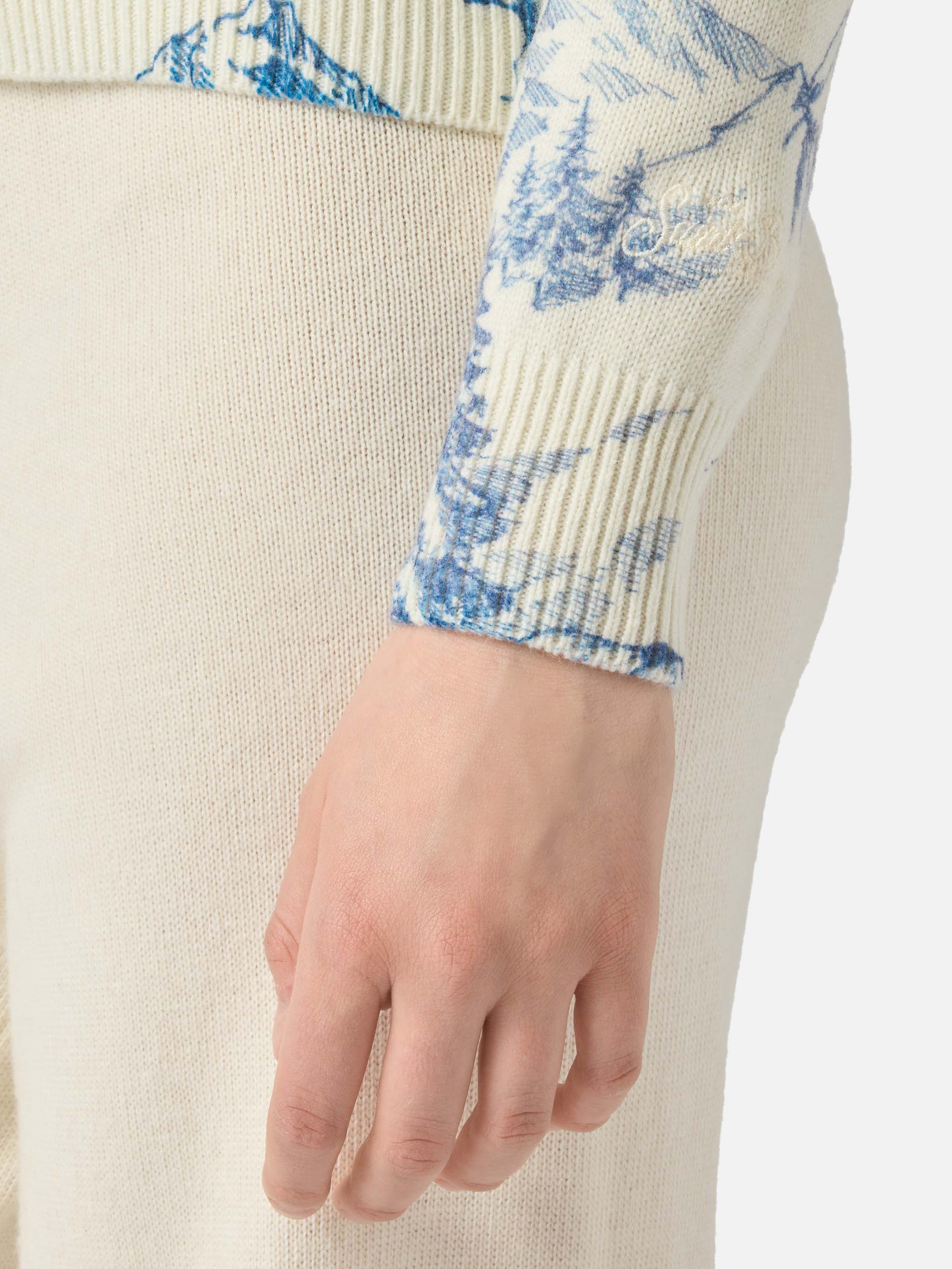 Maglia New Queen in jacquard stampa toile de jouy bianco - Image 4