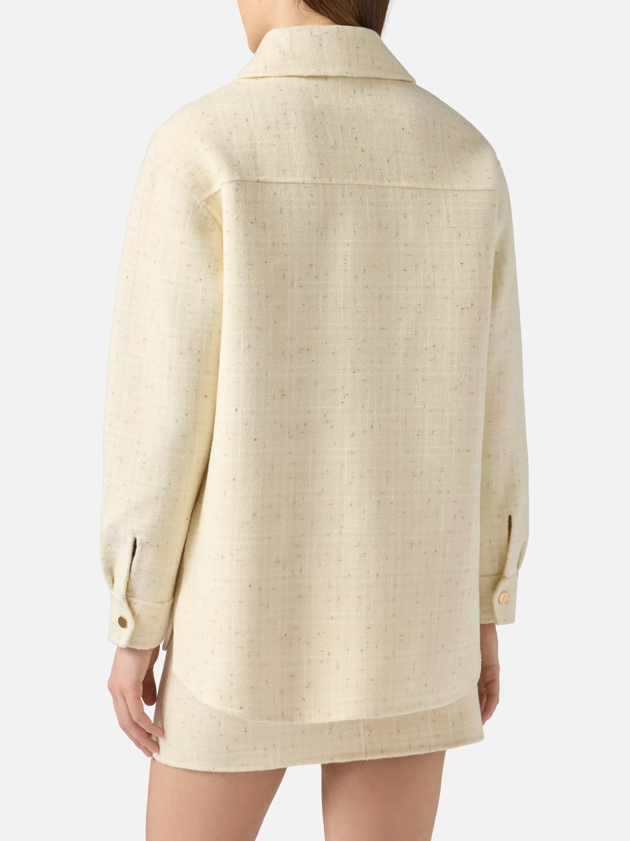 Giacca Chantel in tweed bianco con paillettes - Image 4