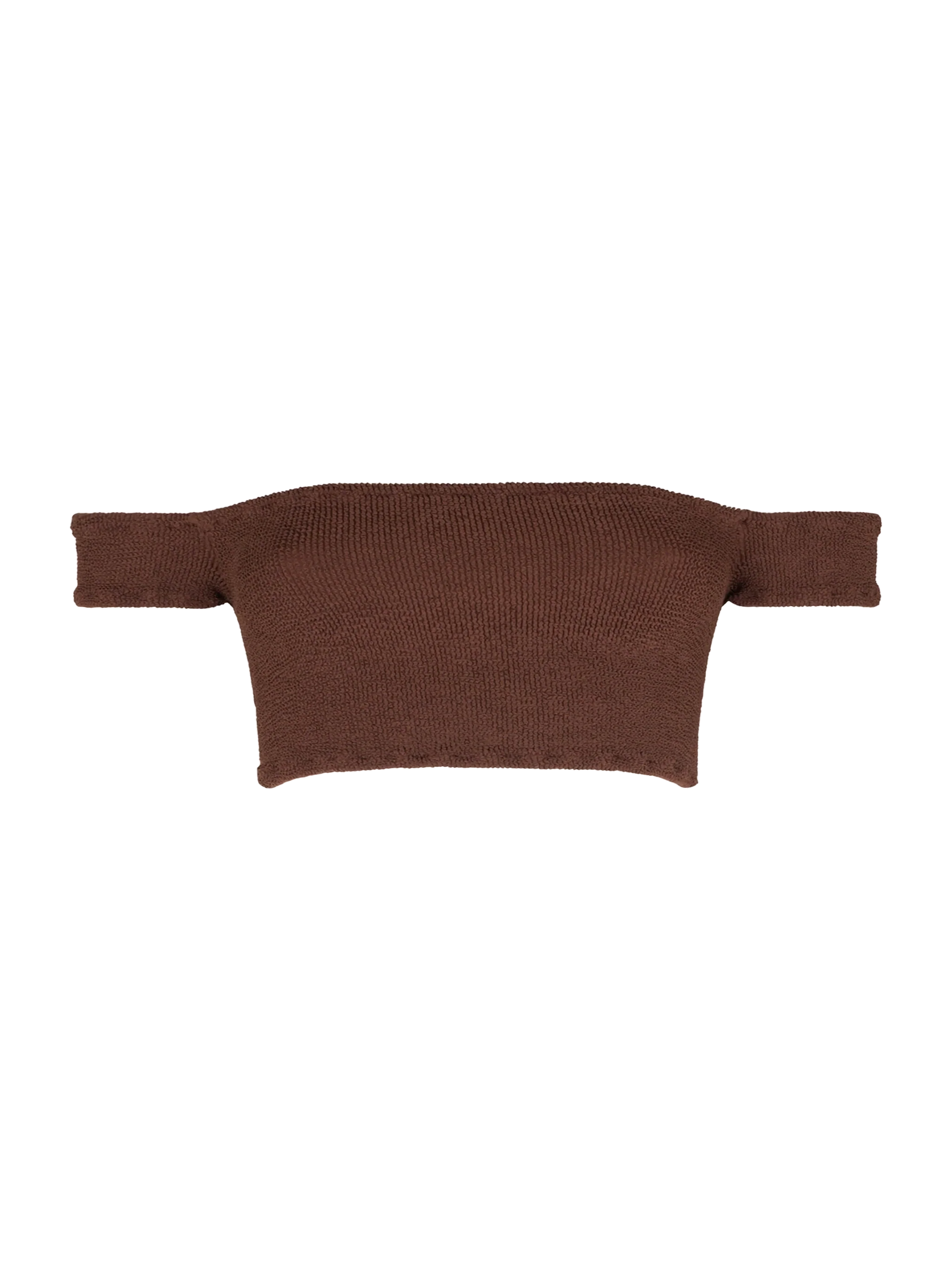 Top bikini Zena crinkle marrone tinta unita