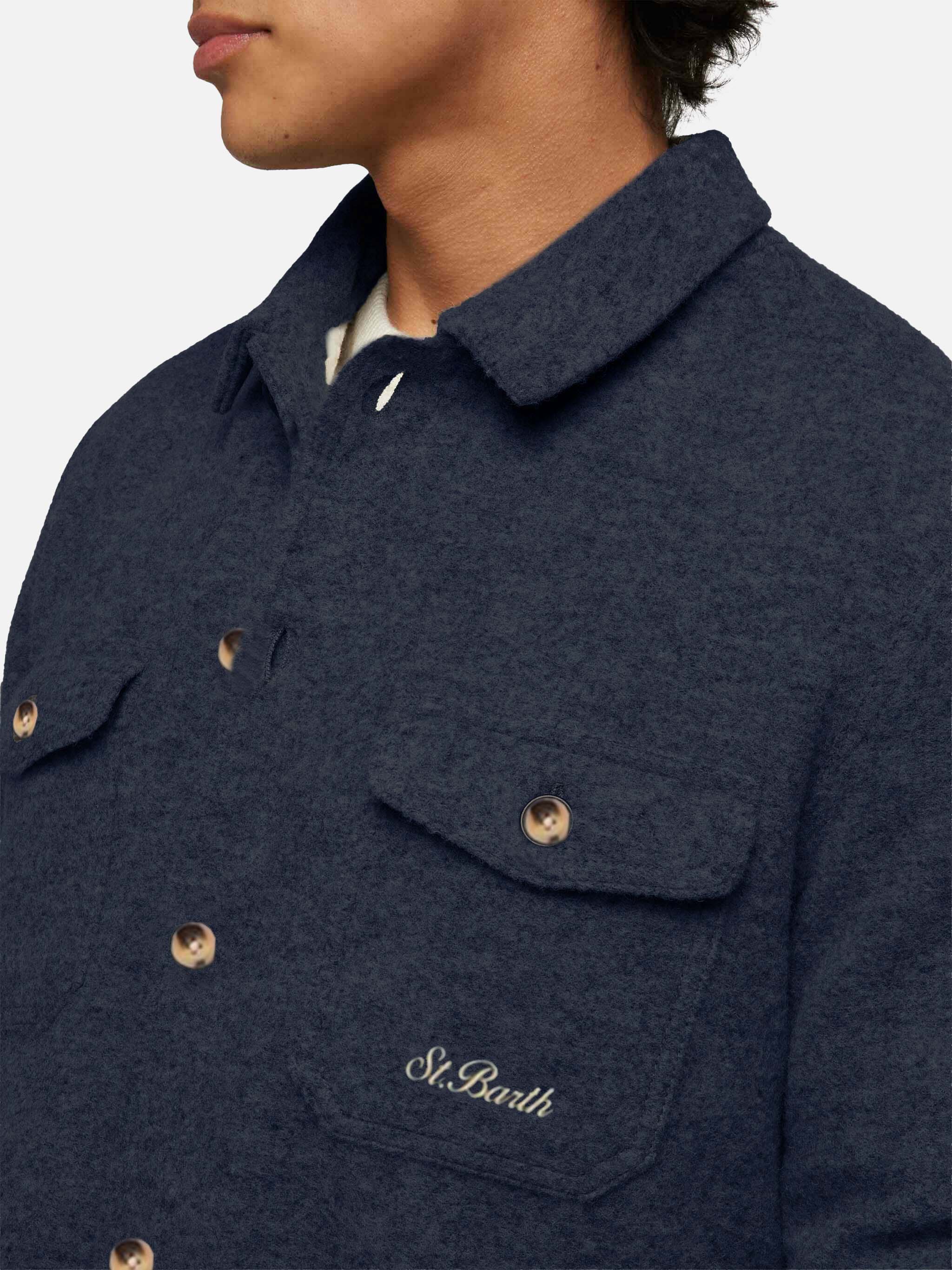 Camicia over Landeck in misto lana blu navy - Image 2