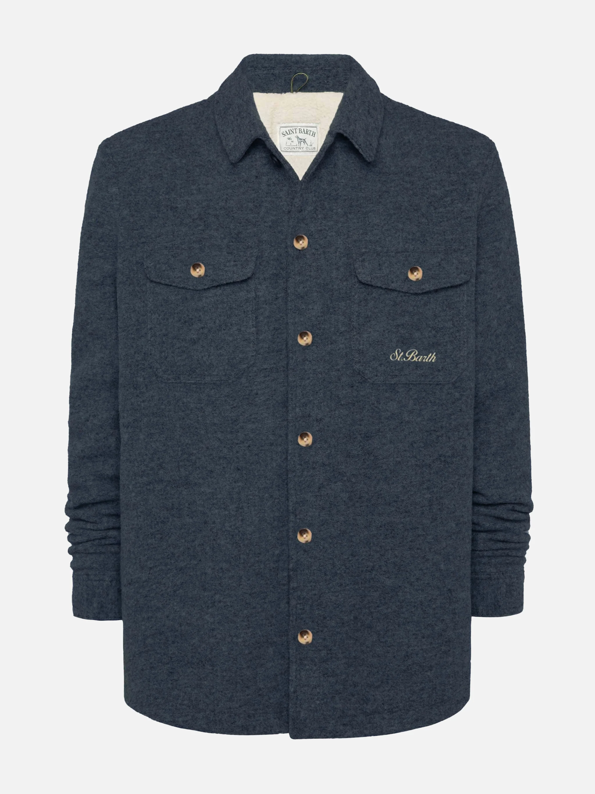 Camicia over Landeck in misto lana blu navy - Image 4