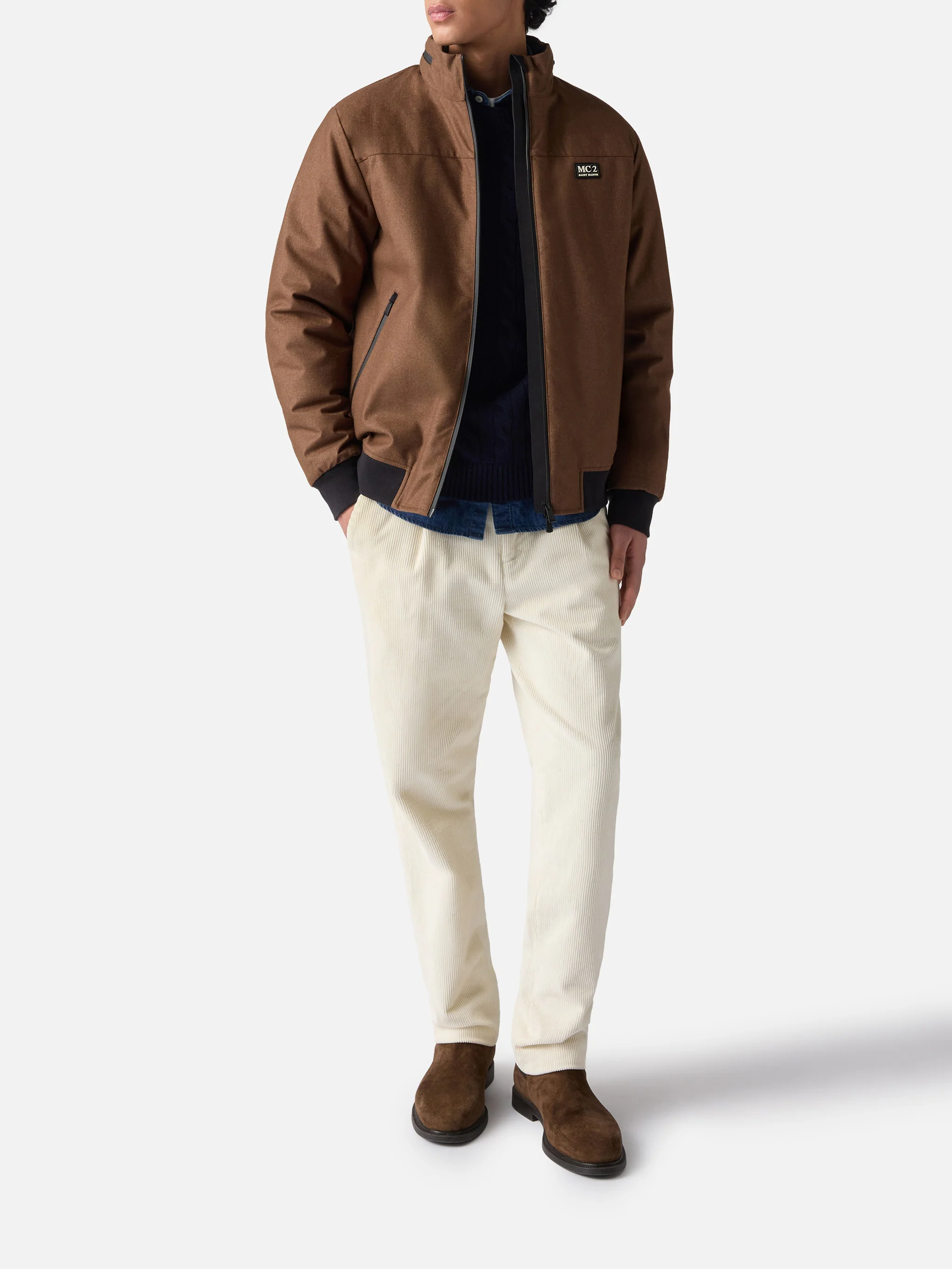 Giubbotto bomber Country in lana marrone con fodera in teddy - Image 2