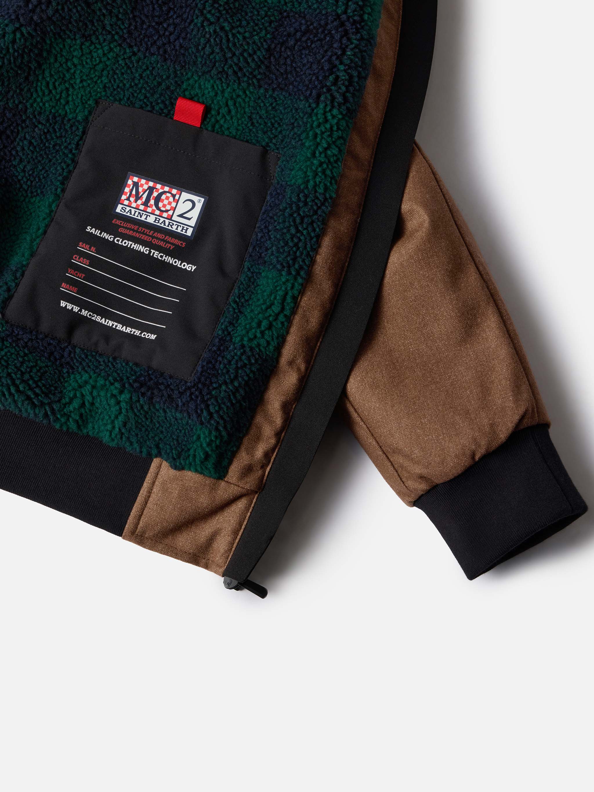 Giubbotto bomber Country in lana marrone con fodera in teddy - Image 6