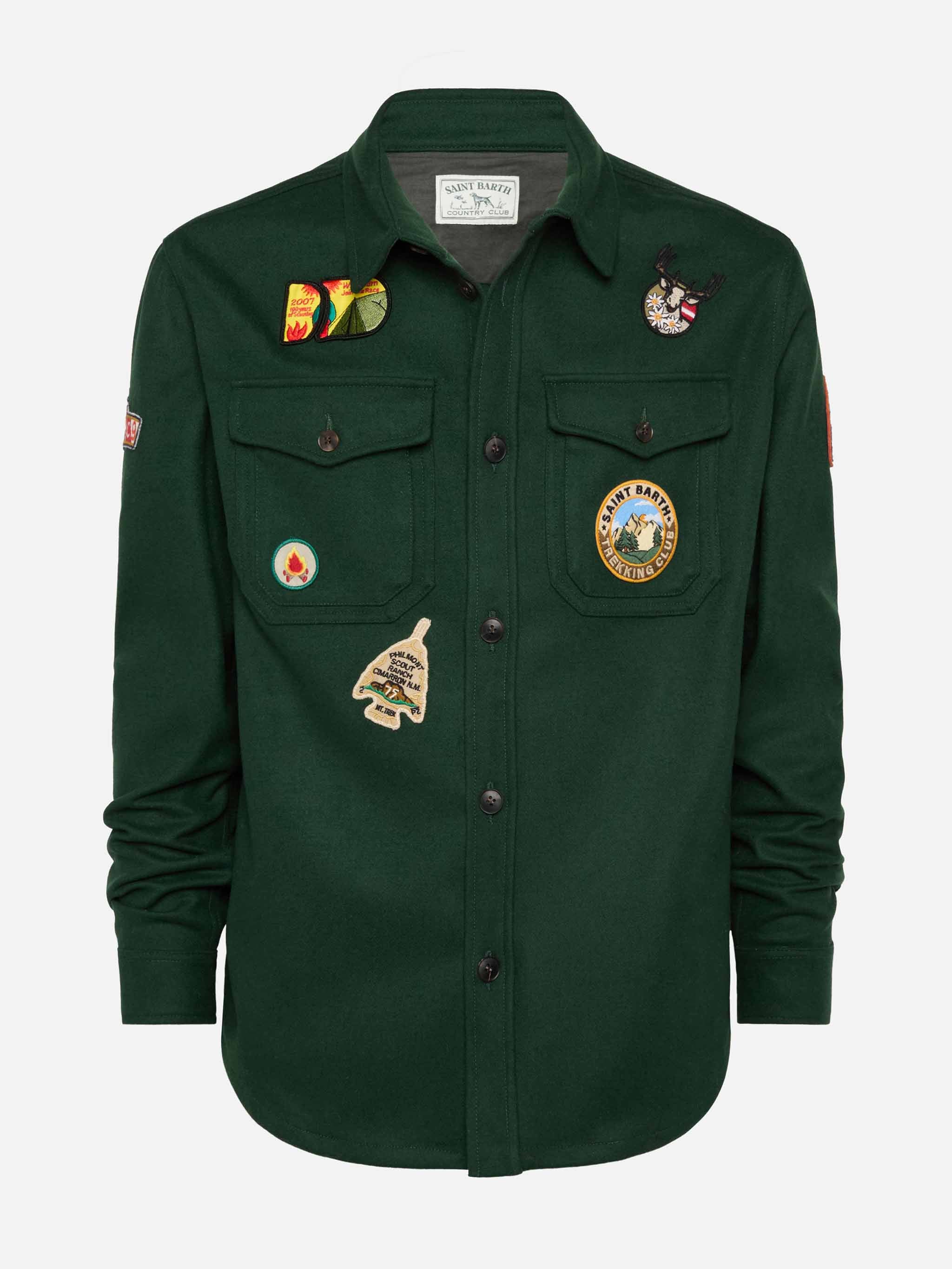 Camicia Burton verde in lana con tasche e toppe - Image 4