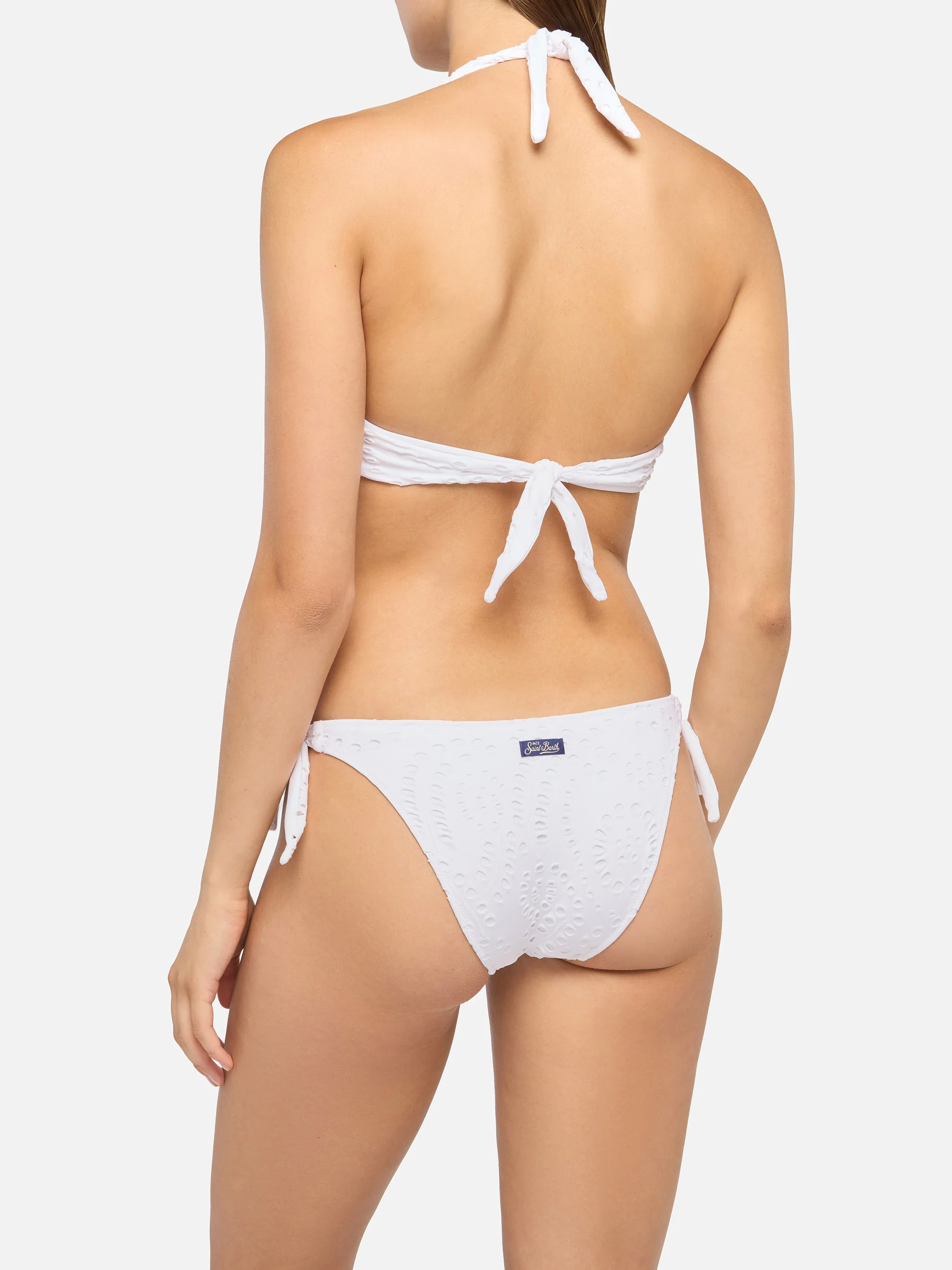 Bikini triangolo a bralette Leda Yali  in sangallo nero - Image 4
