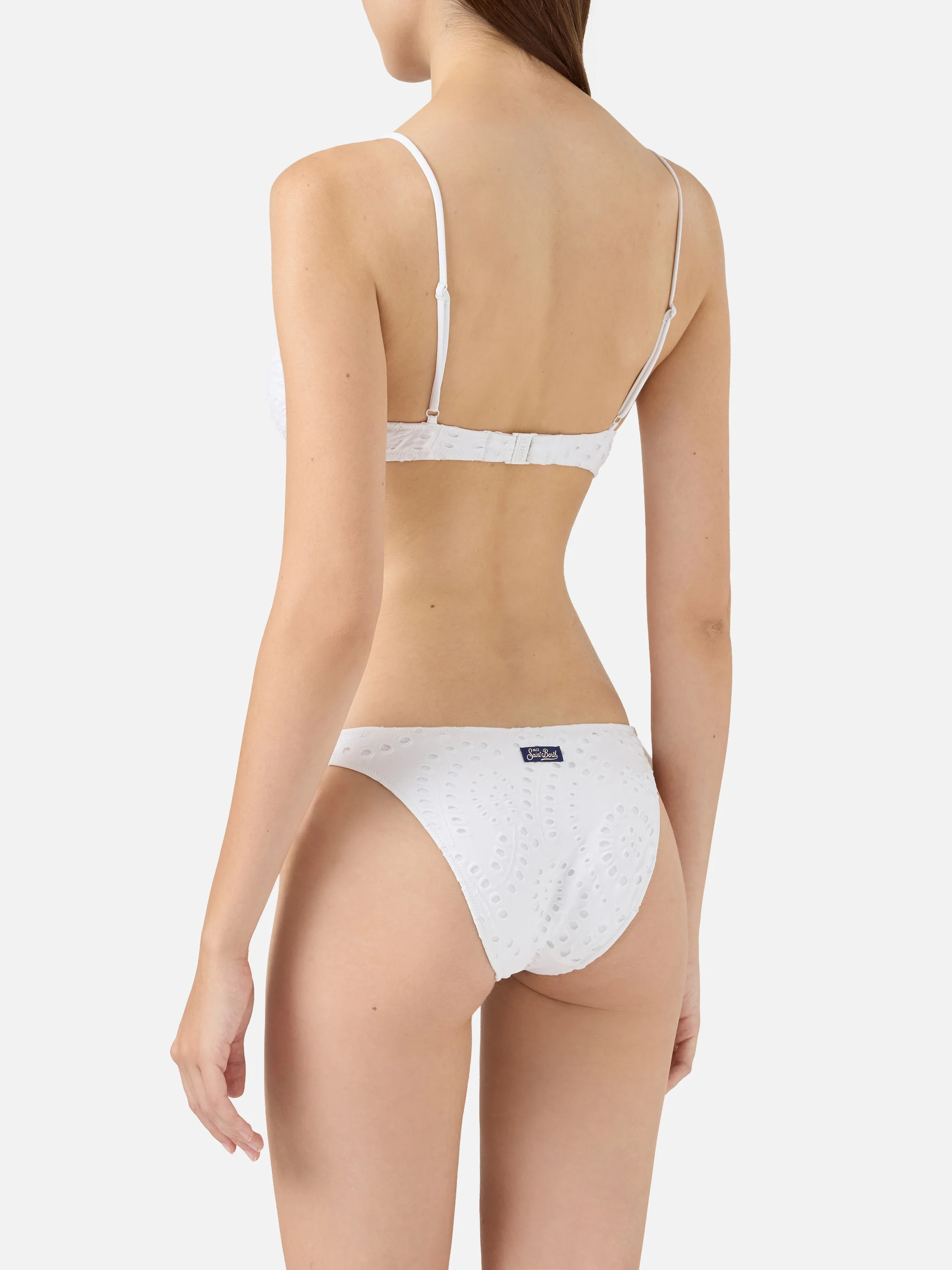 Bikini a bralette scollata Paloma Yali in sangallo bianco - Image 4