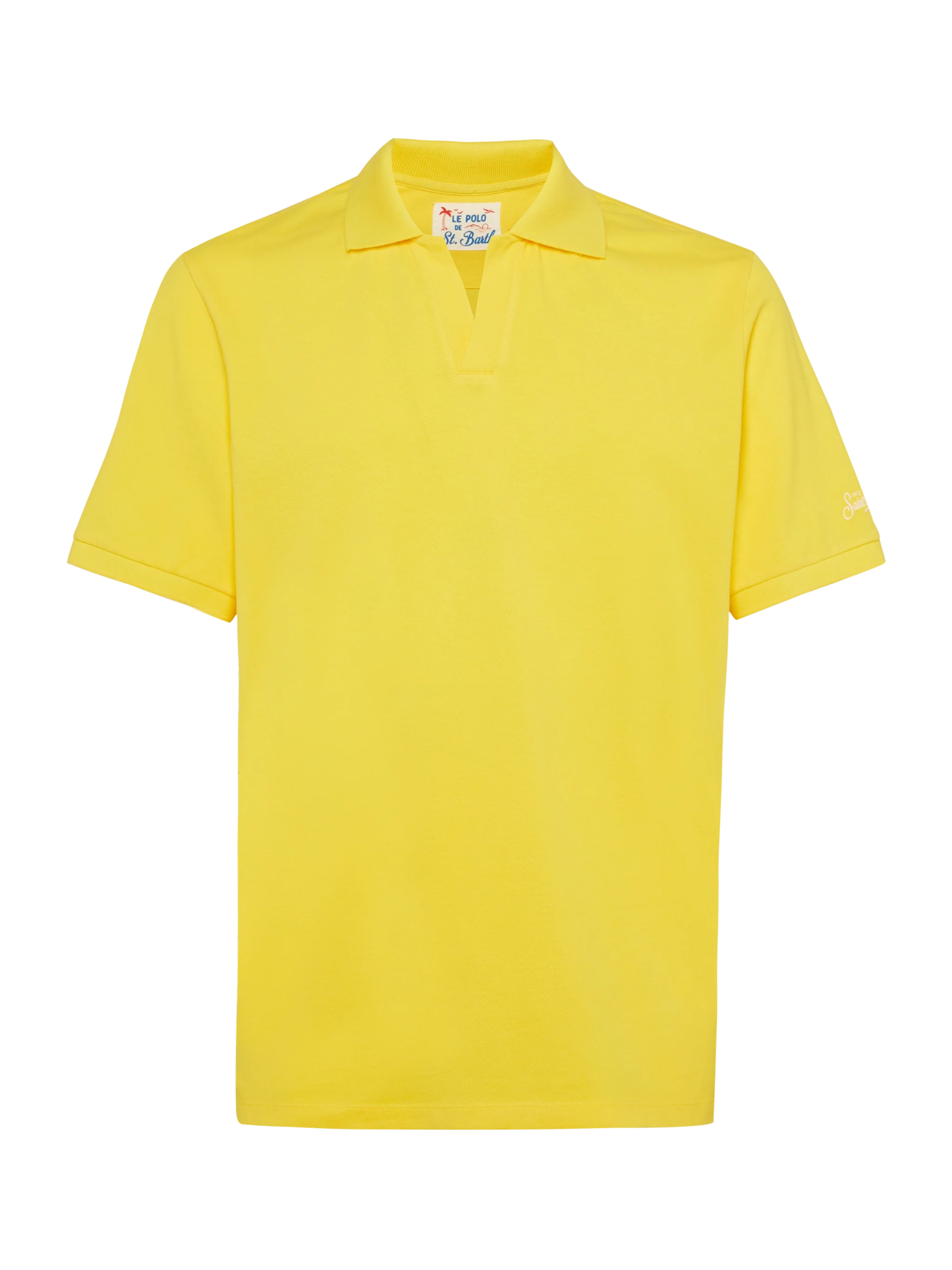 Polo Charles in piquet di cotone giallo senza bottoni - Image 3