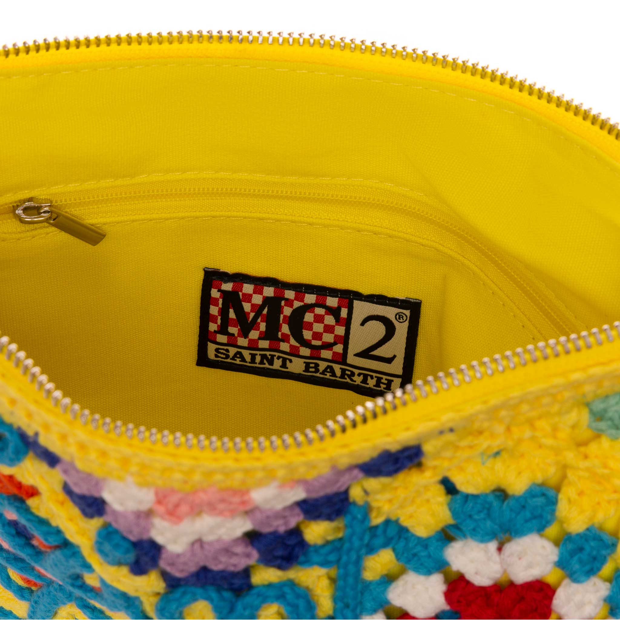Pouch Parisienne all'uncinetto gialla con ricamo Saint Barth - Image 5