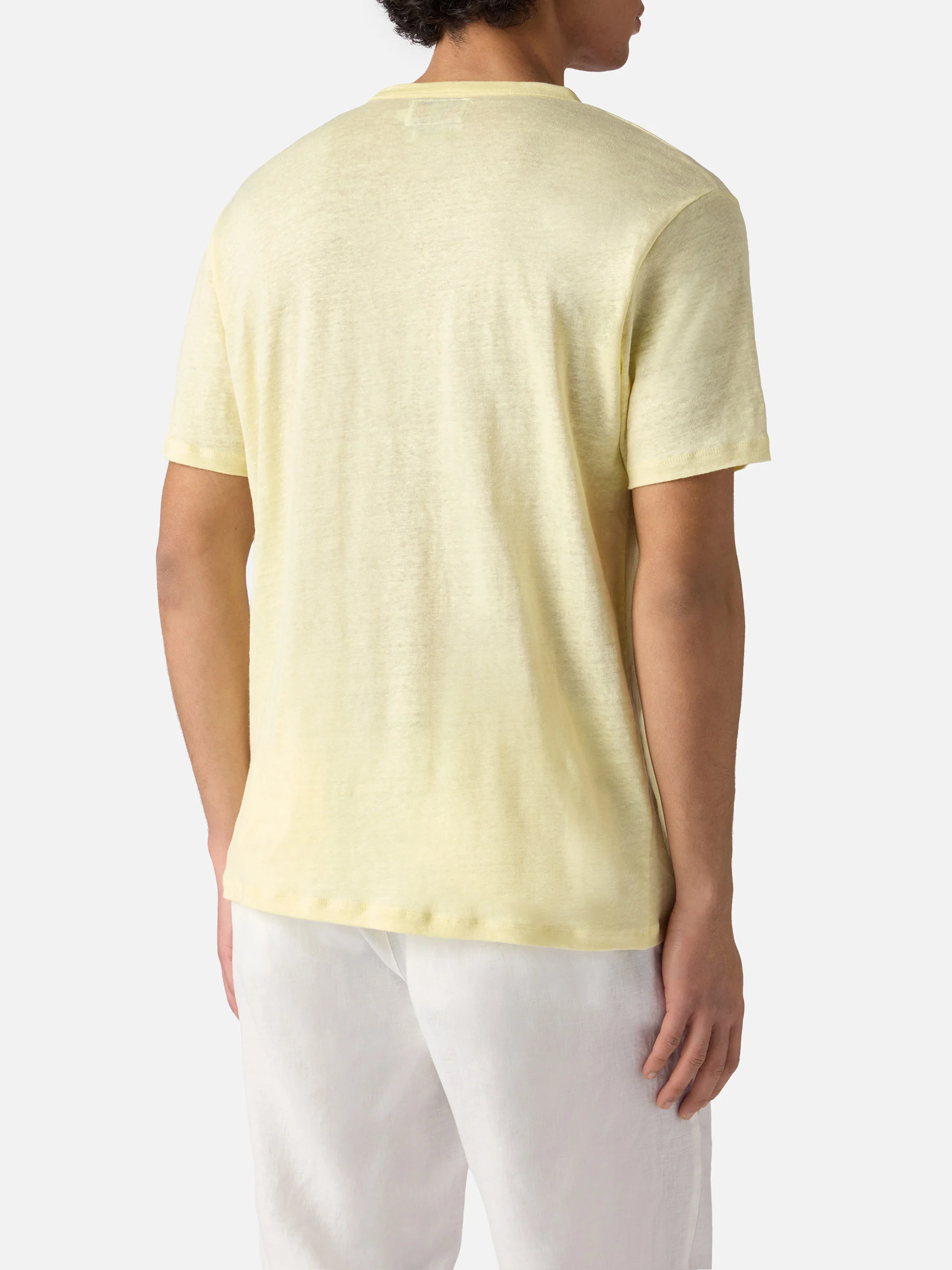 T-shirt Ecstasea in puro lino giallo con logo ricamato - Image 4