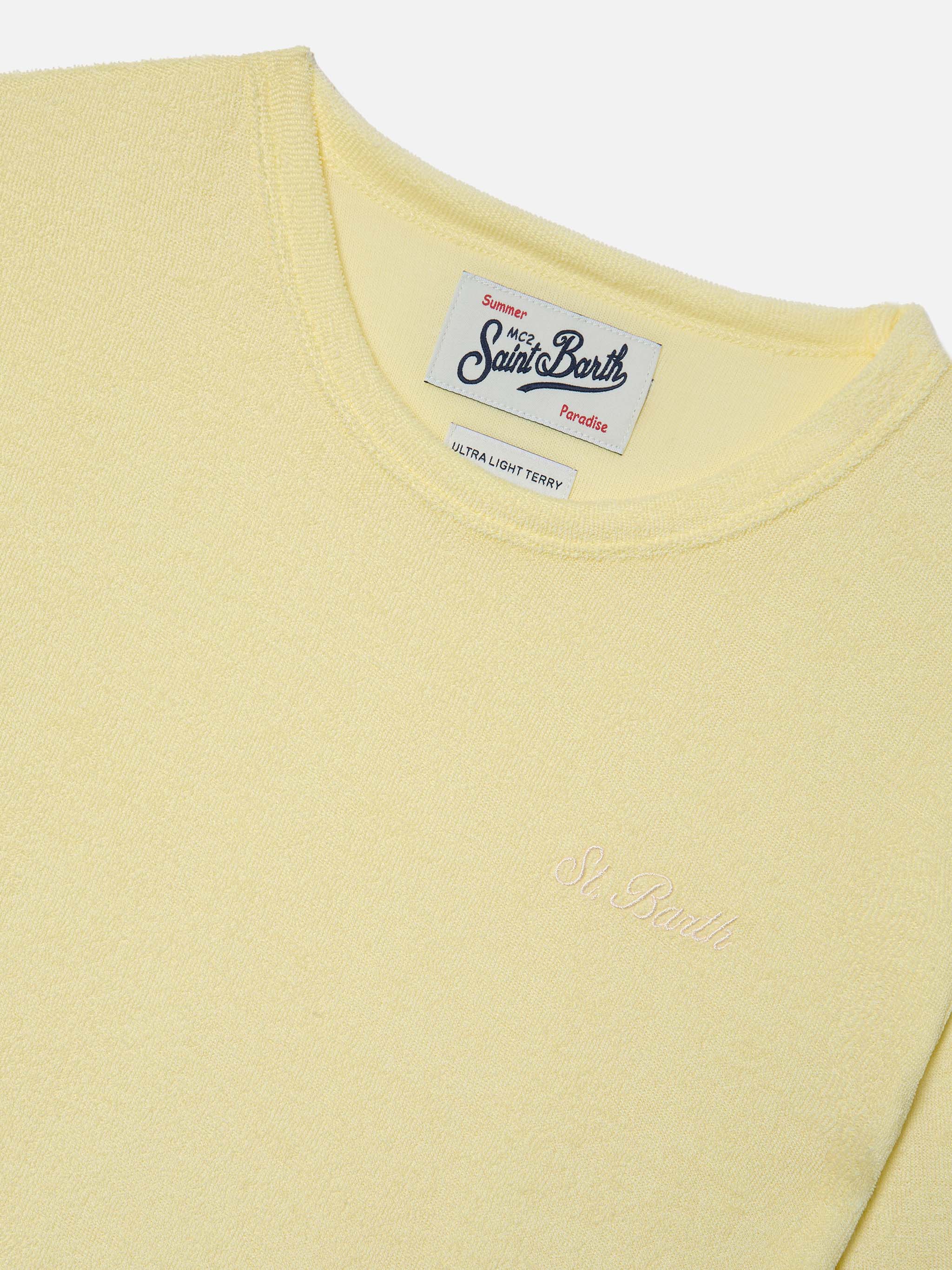T-shirt Gary Jr in tessuto effetto spugna giallo con logo ricamato - Image 2
