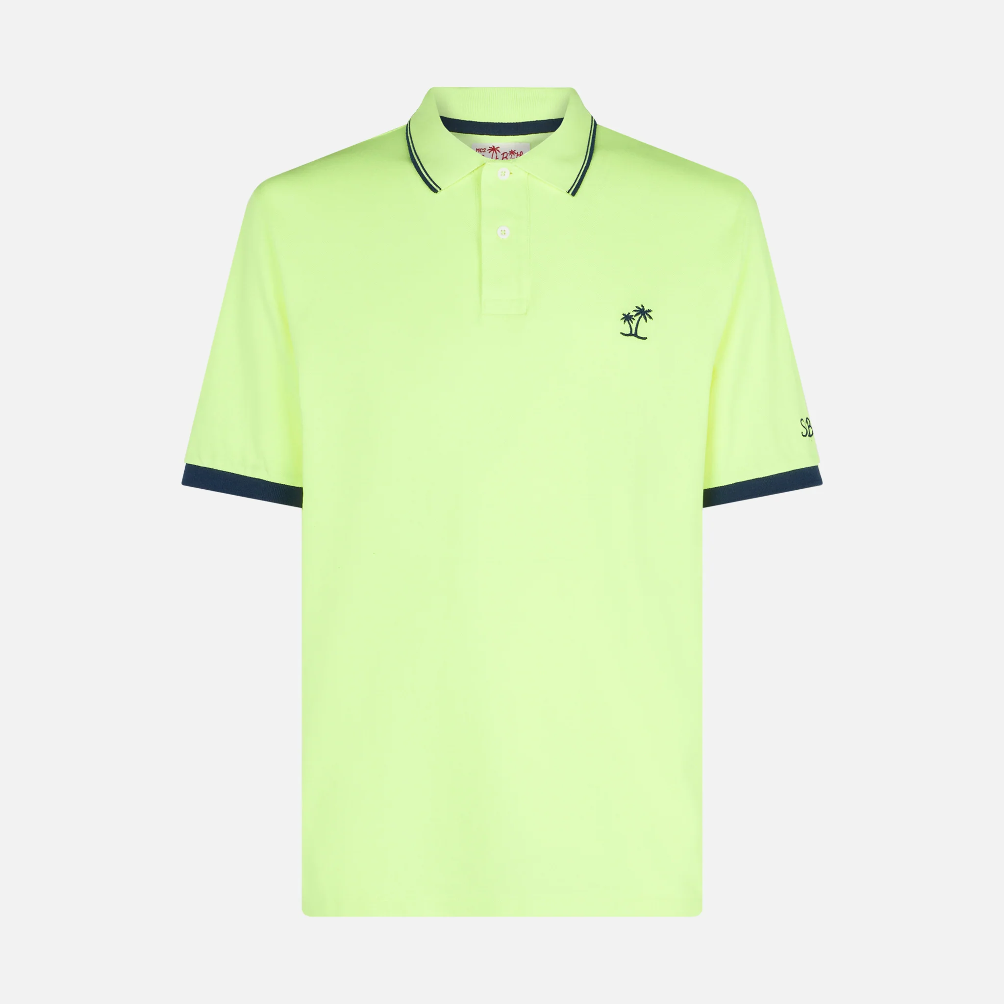 Polo in piquet giallo fluo con logo St. Barth - Image 4