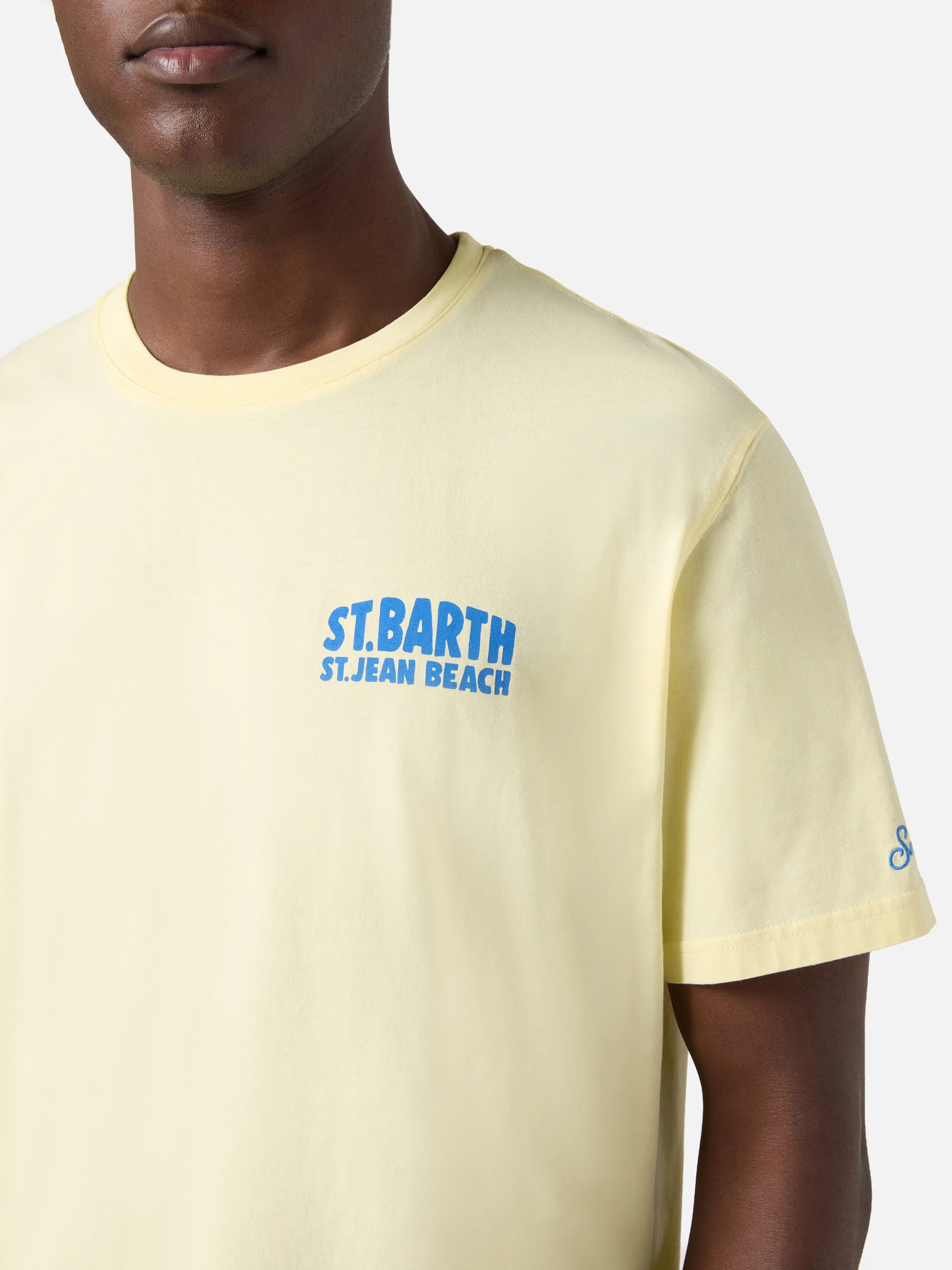 T-shirt Portland gialla con illustrazione St. Jean Beach - Image 2