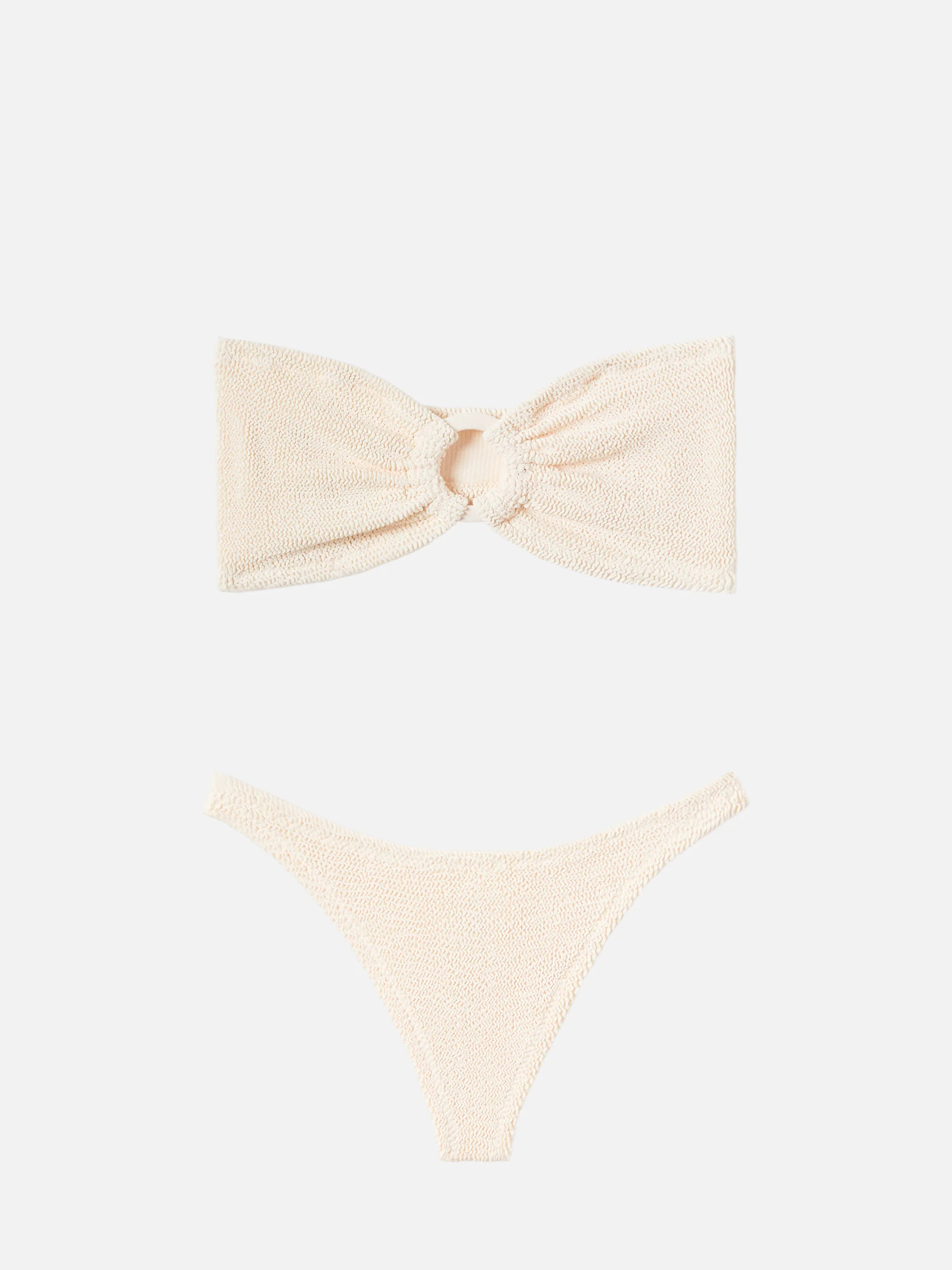 Yulia top bikini a fascia in tessuto crinkle beige - Image 5