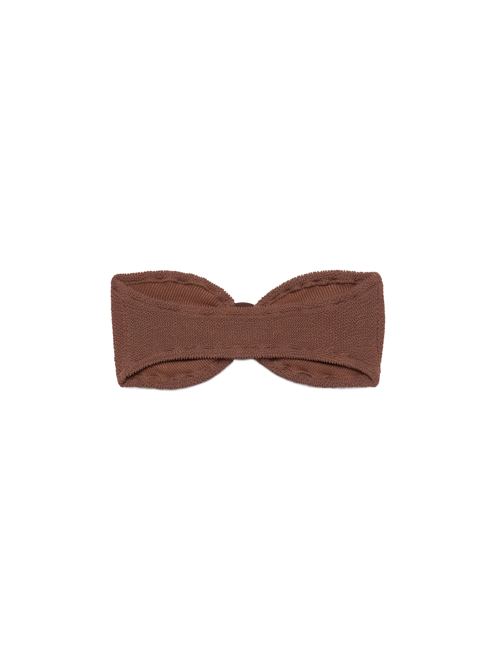 Yulia top bikini a fascia in tessuto crinkle marrone - Image 2