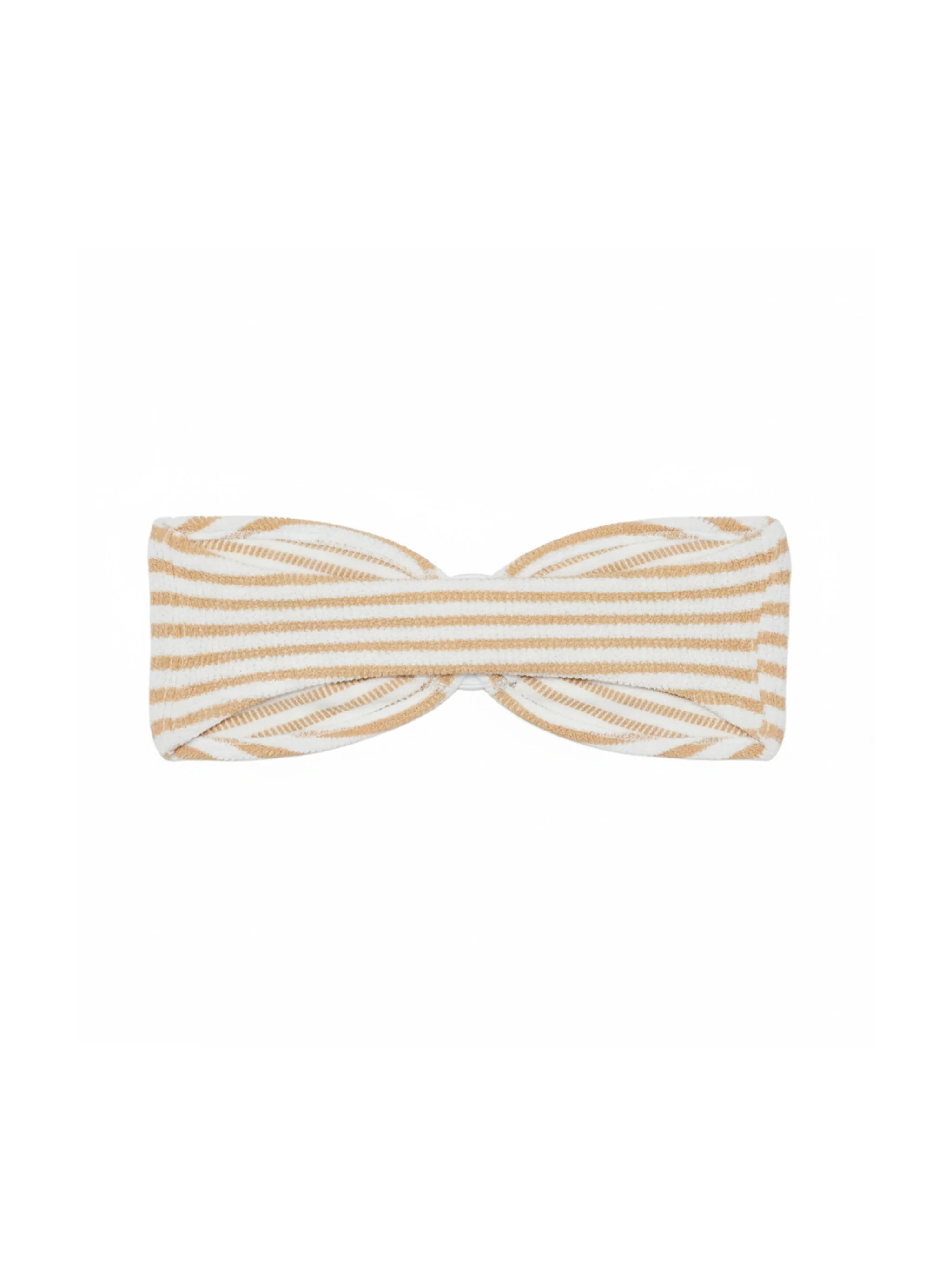 Yulia top bikini a fascia in tessuto crinkle con stampa a righe - Image 3
