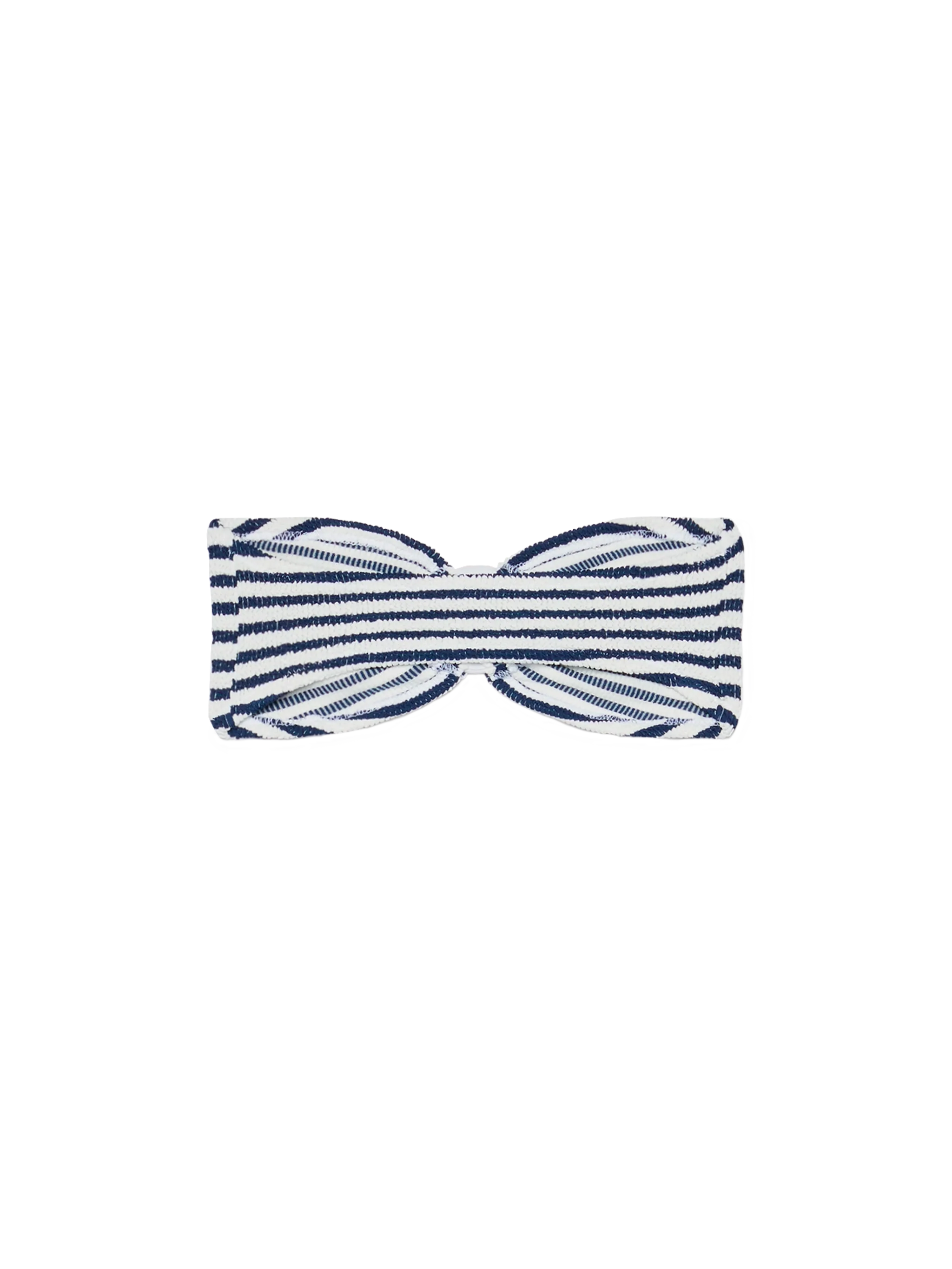 Yulia top bikini a fascia in tessuto crinkle con stampa a righe - Image 2