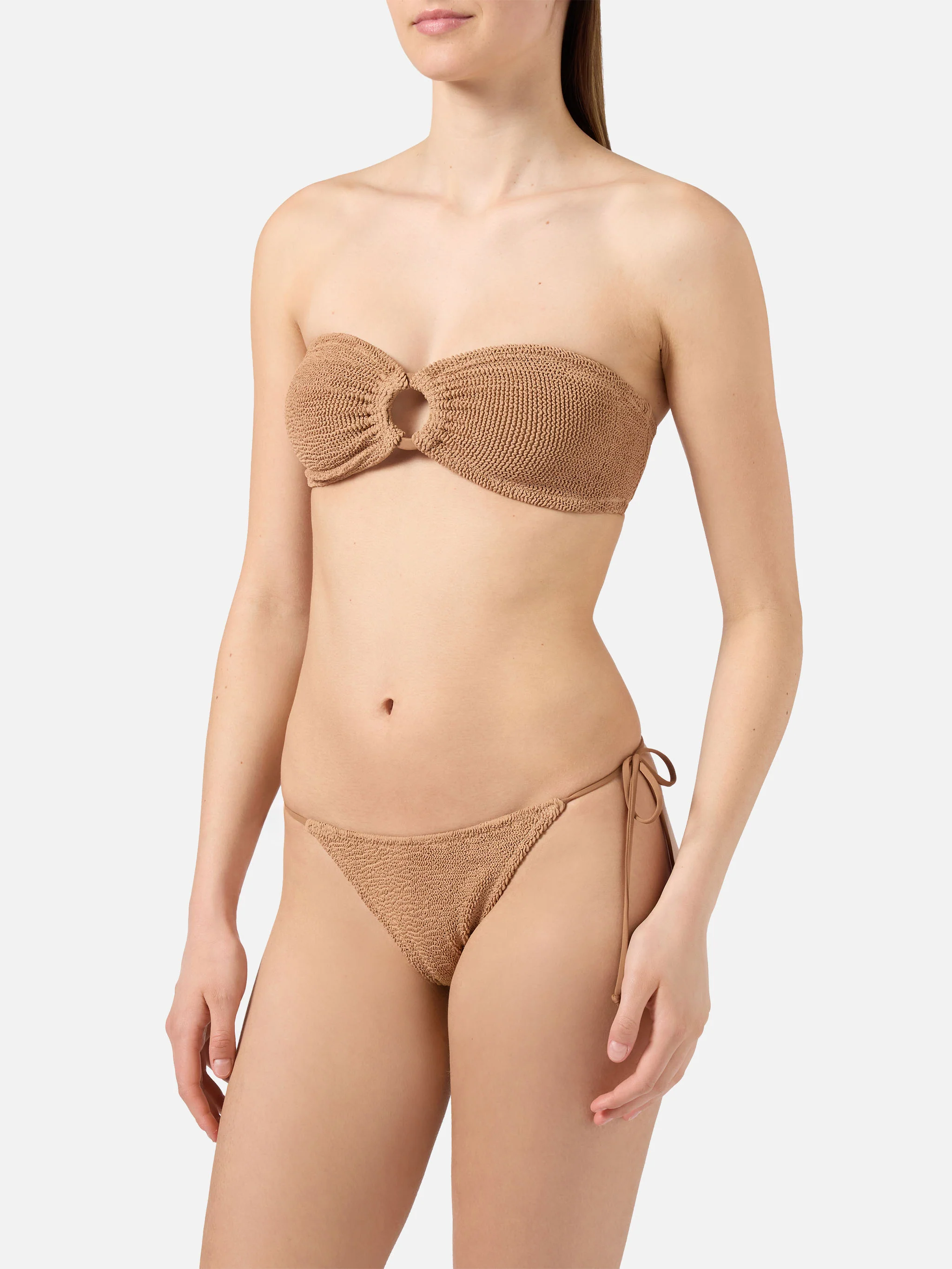 Bikini Yulia Norah in tessuto crinkle arancione - Image 2