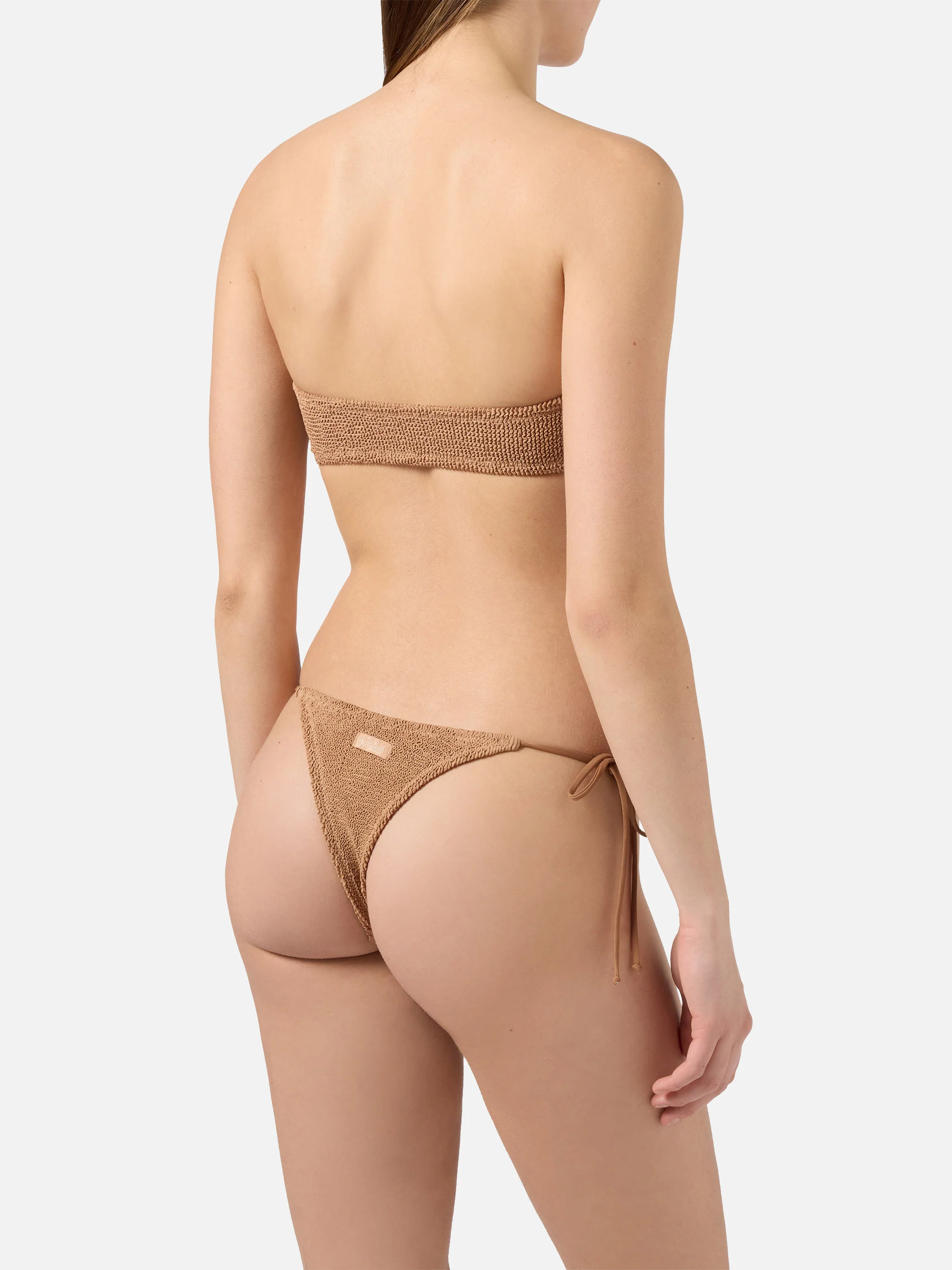 Bikini Yulia Norah in tessuto crinkle arancione - Image 4