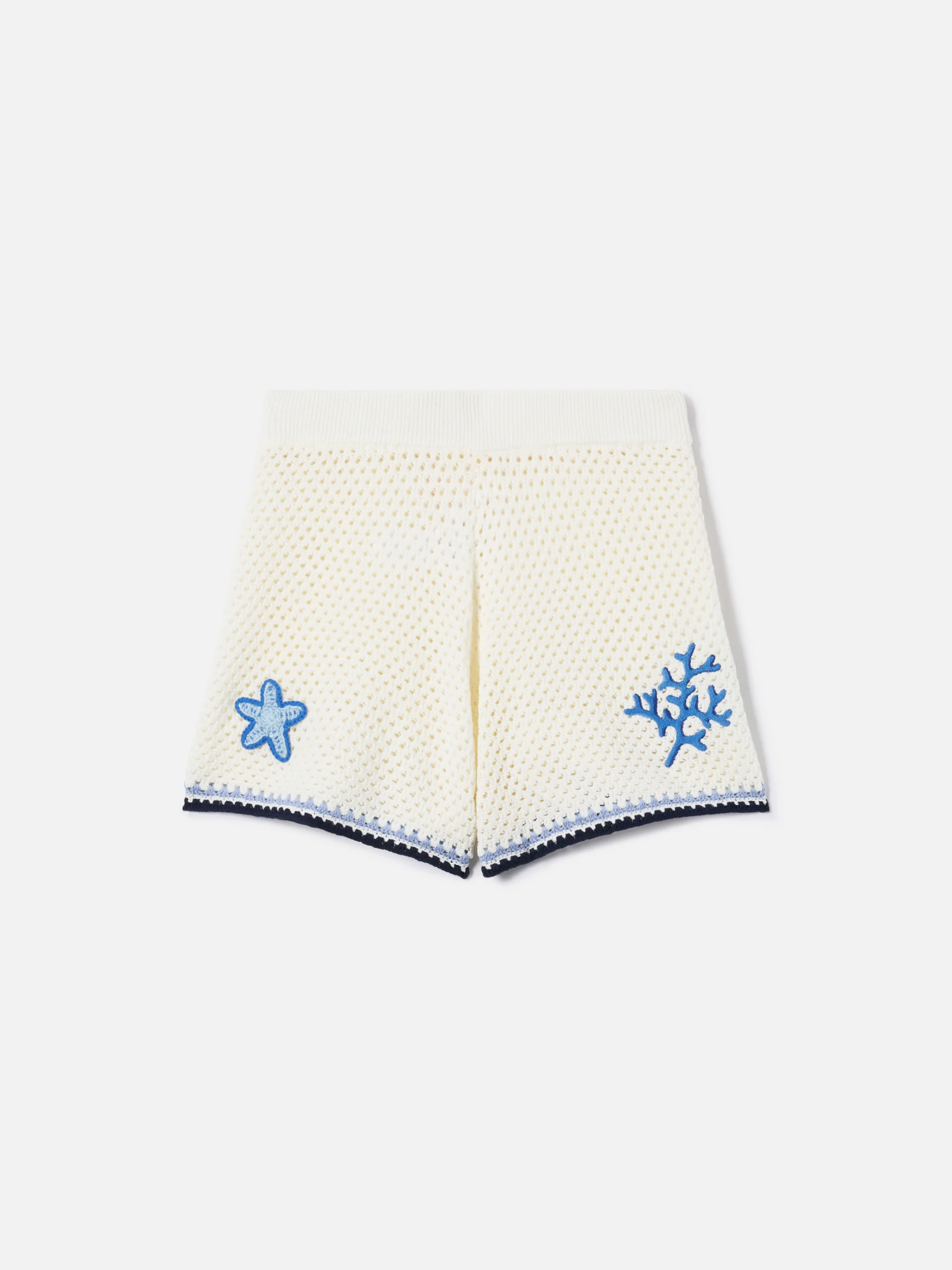 Shorts Yvette in maglia con patch crochet a tema marino - Image 4
